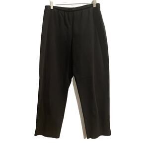 EILEEN FISHER Black Pull On Stretch Side Zip Ankle Pants Straight Crop Cotton M